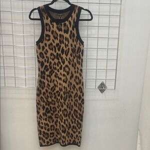 Leopard Print Sleeveless Sweater Dress